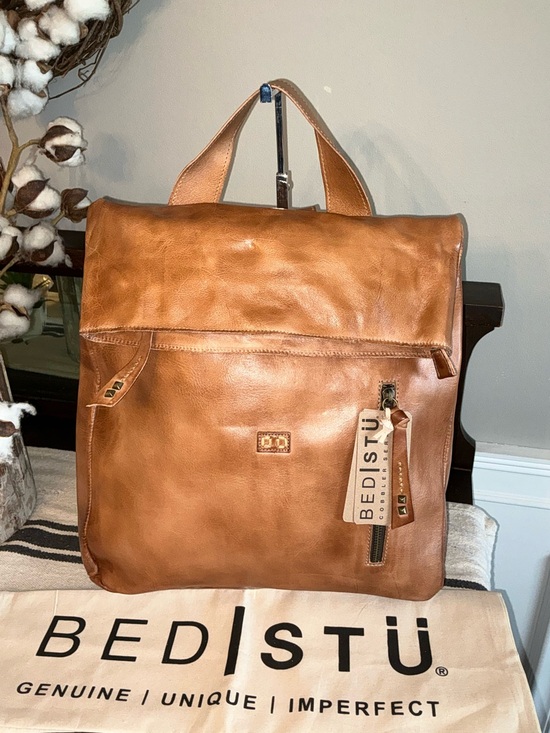 Bed Stu Handbags - NWT Bed Stu Leather Howie Flapover Leather Backpack Tan Rustic Retail $365